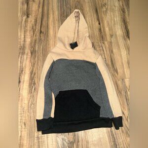 Kids Colorblock Hoodie - Beige, Gray, and Black